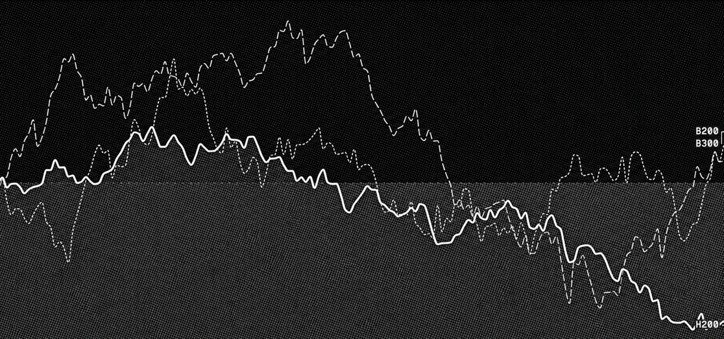 Halftone compute market chart with several sharply drawn comparison lines
