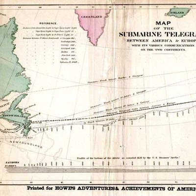Atlantic telegraph cable map
